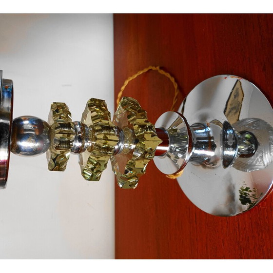Image 1 of Lampe de table vintage en verre épais et métal, 1950