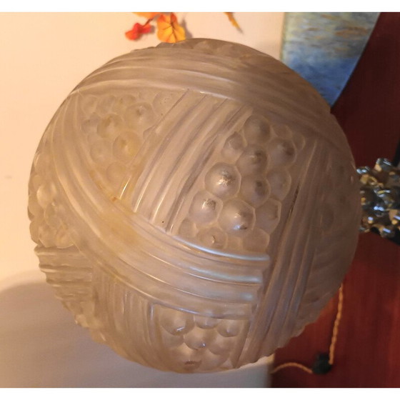 Image 1 of Lampe de table vintage en verre épais et métal, 1950