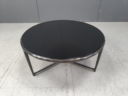 Table basse brutaliste à trépied rond, 1970S