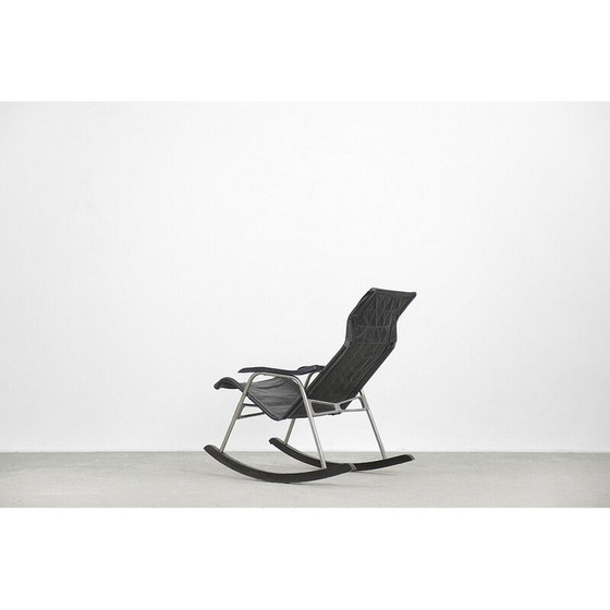 Image 1 of Fauteuil à bascule postmoderne en cuir noir par Takeshi Nii, 1950s