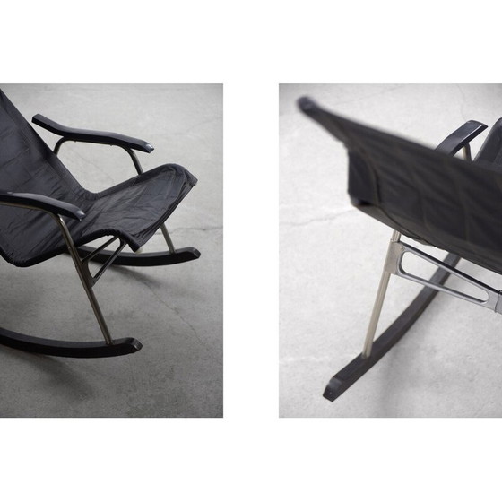 Image 1 of Fauteuil à bascule postmoderne en cuir noir par Takeshi Nii, 1950s