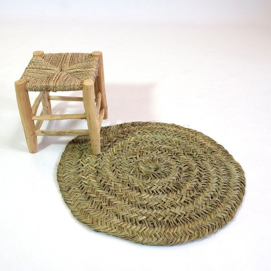 Image 1 of Tapis rond vintage en fibre naturelle tressée