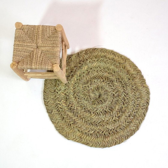 Image 1 of Tapis rond vintage en fibre naturelle tressée