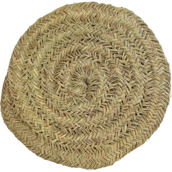 Image 1 of Tapis rond vintage en fibre naturelle tressée