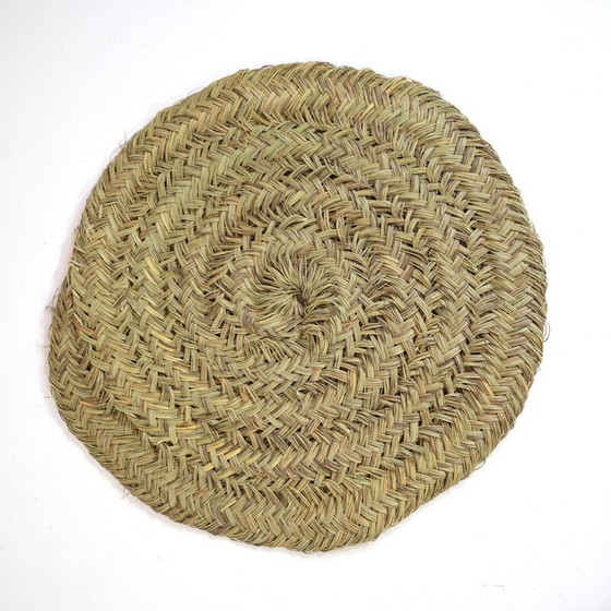 Image 1 of Tapis rond vintage en fibre naturelle tressée