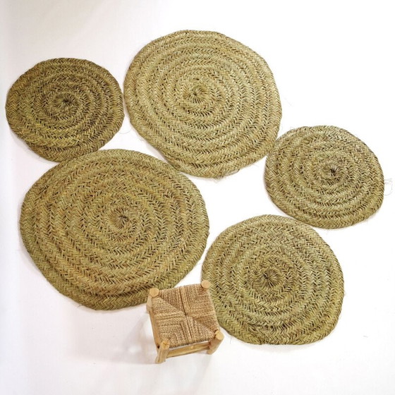 Image 1 of Tapis rond vintage en fibre naturelle tressée