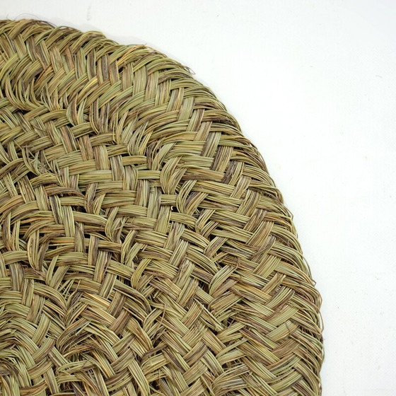 Image 1 of Tapis rond vintage en fibre naturelle tressée