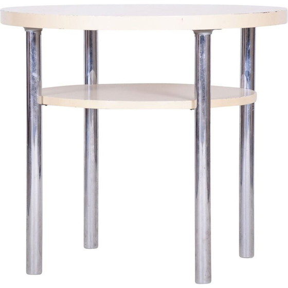 Image 1 of Table d'appoint blanche vintage par Mücke Melder, Tchécoslovaquie années 1930