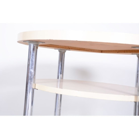 Image 1 of Table d'appoint blanche vintage par Mücke Melder, Tchécoslovaquie années 1930