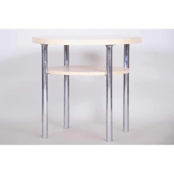 Image 1 of Table d'appoint blanche vintage par Mücke Melder, Tchécoslovaquie années 1930