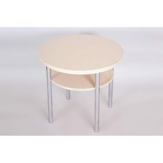 Image 1 of Table d'appoint blanche vintage par Mücke Melder, Tchécoslovaquie années 1930