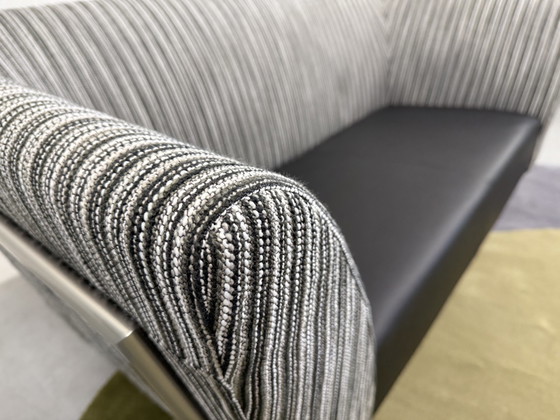 Image 1 of Harvink New Jazz Canapé 2 places Noir Blanc Tissu Cuir 166