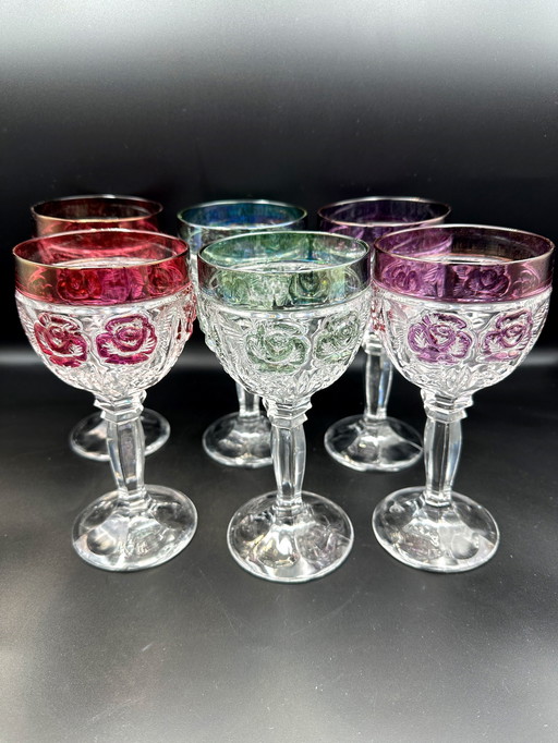 Verres à vin en cristal de plomb Allemagne années 60 Anna Hütte