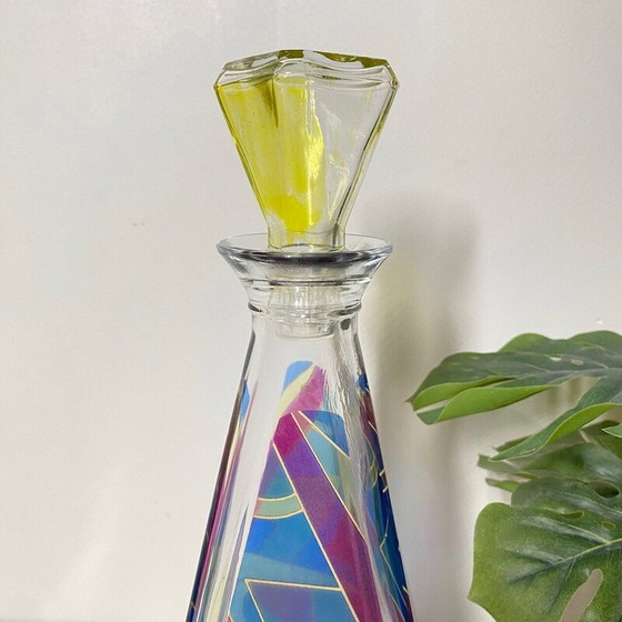 Image 1 of Carafe pyramidale multicolore en verre de Murano, Italie 1980