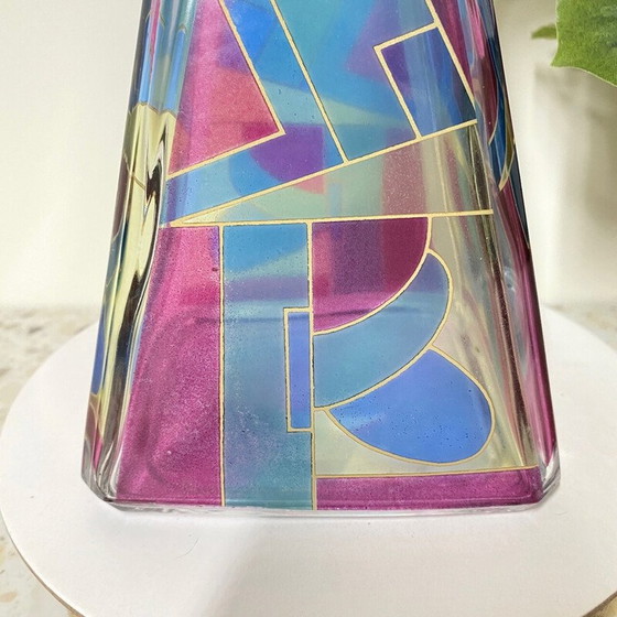Image 1 of Carafe pyramidale multicolore en verre de Murano, Italie 1980