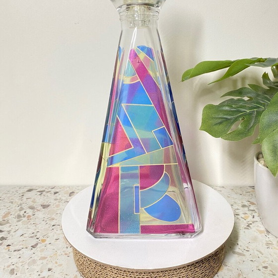Image 1 of Carafe pyramidale multicolore en verre de Murano, Italie 1980