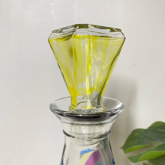 Image 1 of Carafe pyramidale multicolore en verre de Murano, Italie 1980