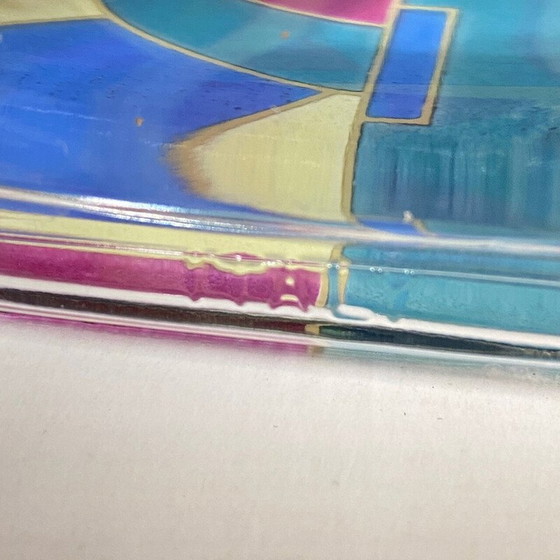 Image 1 of Carafe pyramidale multicolore en verre de Murano, Italie 1980