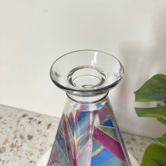 Image 1 of Carafe pyramidale multicolore en verre de Murano, Italie 1980