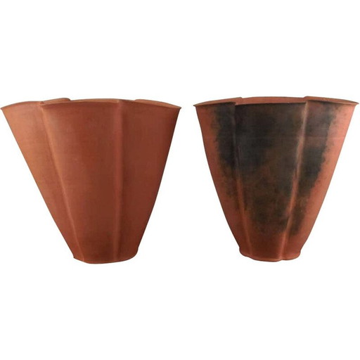 Paire de grands vases vintage en faïence non émaillée de Svend Hammershøi, 1930