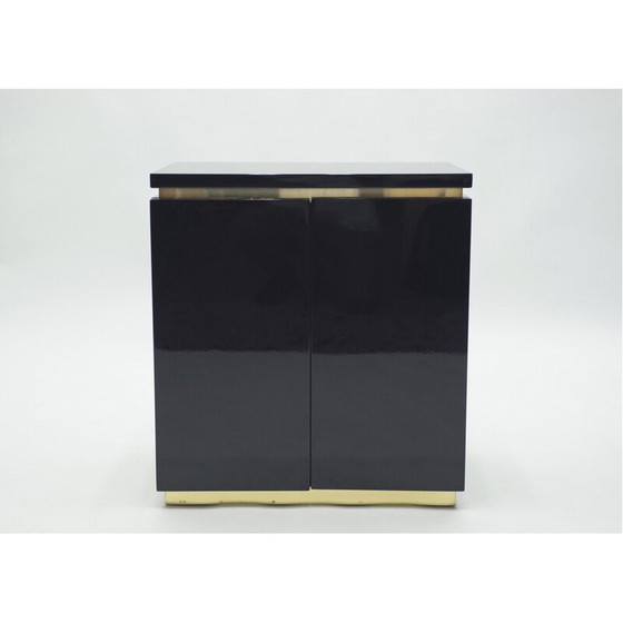 Image 1 of Paire de commodes vintage en laque noire et laiton par J.C. Mahey pour Maison Romeo, 1970