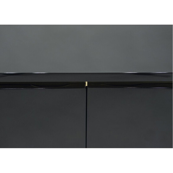 Image 1 of Paire de commodes vintage en laque noire et laiton par J.C. Mahey pour Maison Romeo, 1970