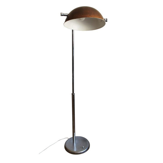 Image 1 of Lampadaire vintage en cuivre et acier inoxydable, Tchécoslovaquie 1930