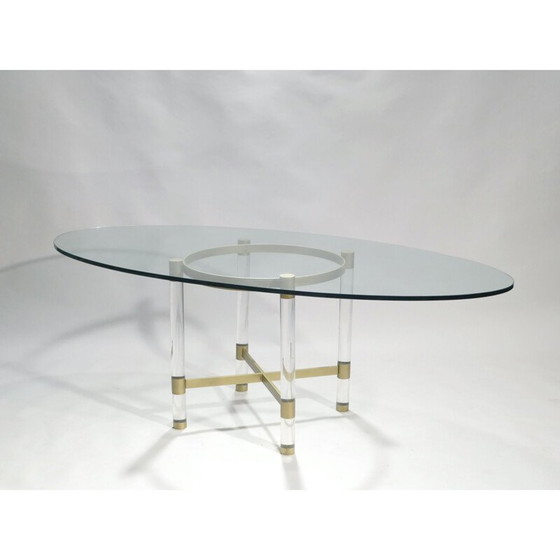 Image 1 of Table de salle à manger vintage en perspex et laiton par Sandro Petti pour Metalarte