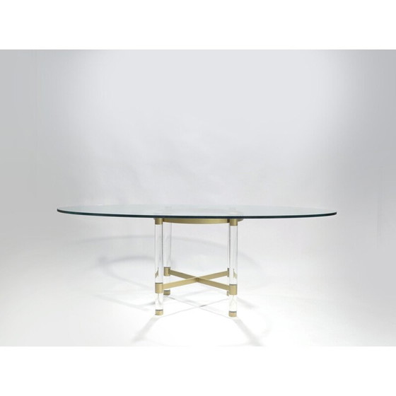 Image 1 of Table de salle à manger vintage en perspex et laiton par Sandro Petti pour Metalarte