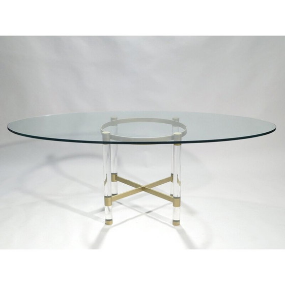 Image 1 of Table de salle à manger vintage en perspex et laiton par Sandro Petti pour Metalarte