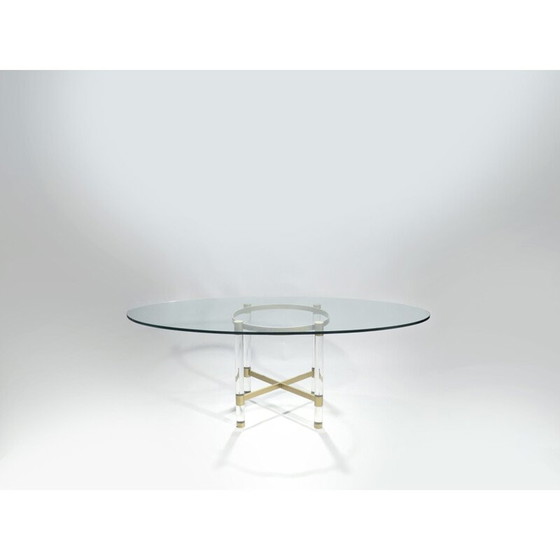 Image 1 of Table de salle à manger vintage en perspex et laiton par Sandro Petti pour Metalarte
