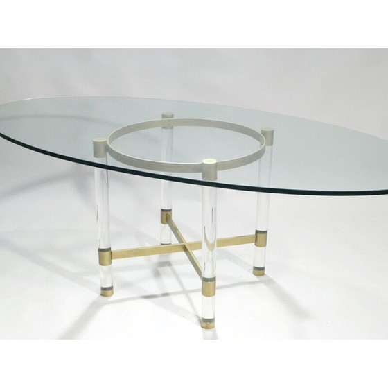Image 1 of Table de salle à manger vintage en perspex et laiton par Sandro Petti pour Metalarte