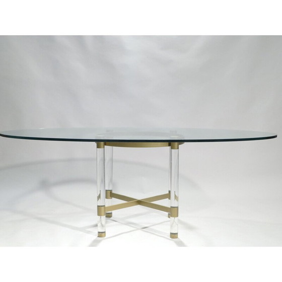 Image 1 of Table de salle à manger vintage en perspex et laiton par Sandro Petti pour Metalarte