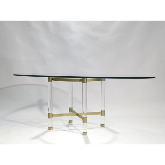 Image 1 of Table de salle à manger vintage en perspex et laiton par Sandro Petti pour Metalarte
