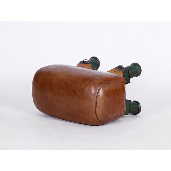 Image 1 of Gymnastique Vintage Tabouret en cuir tchèque Cheval d'arçons, années 1930