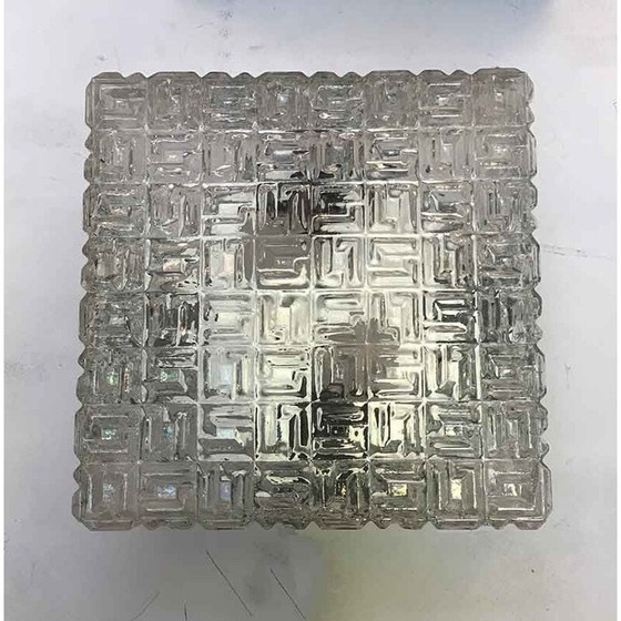 Image 1 of Applique vintage carrée en verre et métal laqué noir