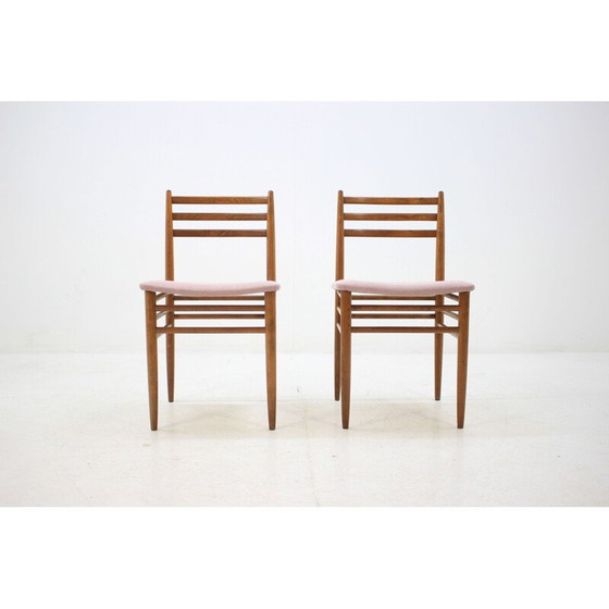 Image 1 of Ensemble de 4 chaises vintage en tissu rose