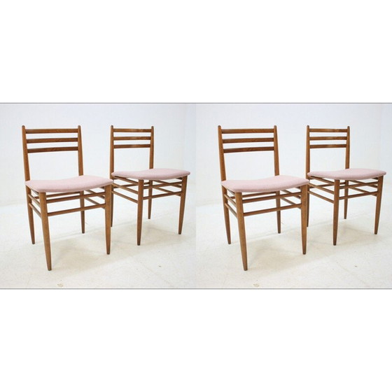 Image 1 of Ensemble de 4 chaises vintage en tissu rose