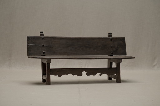 Banc d'entrée vintage en chêne massif