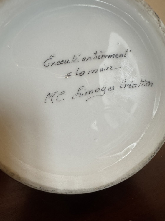 Image 1 of Vase Flamants Roses Porcelaine Limoges 