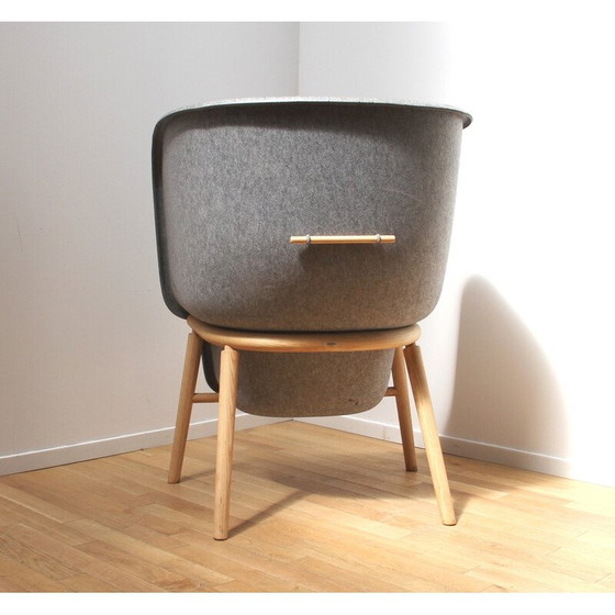 Image 1 of Fauteuil vintage Pod Chair en bois teinté et tissu pour Devorm