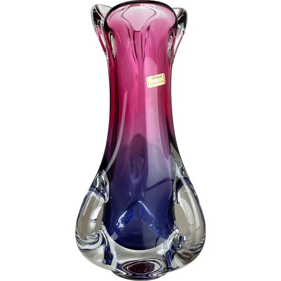 Image 1 of Vase vintage en cristal rose et violet par Joska Waldglashütte, Allemagne 1970
