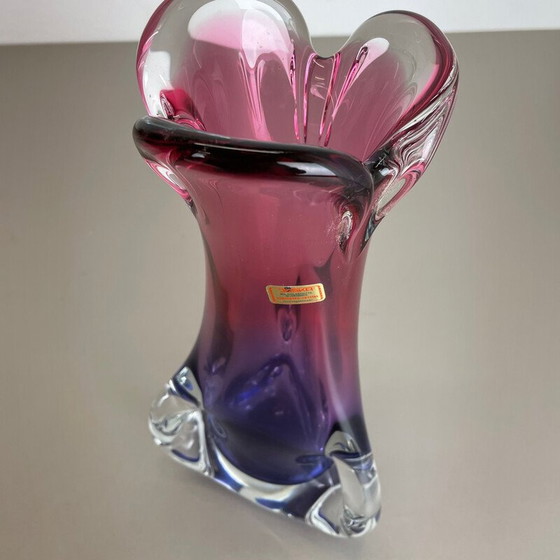 Image 1 of Vase vintage en cristal rose et violet par Joska Waldglashütte, Allemagne 1970