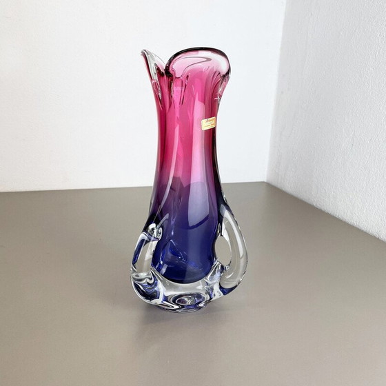 Image 1 of Vase vintage en cristal rose et violet par Joska Waldglashütte, Allemagne 1970