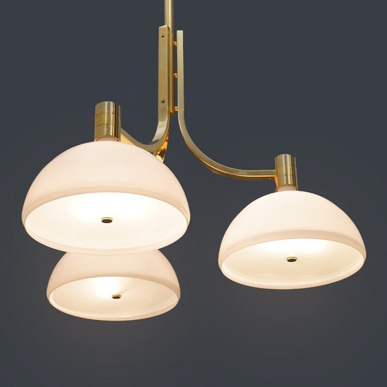 Image 1 of Lustre vintage "AS/AM" en métal doré par Franco Albini et Franca Helg pour Sirrah, Italie 1970