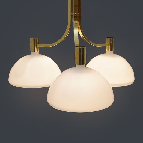 Image 1 of Lustre vintage "AS/AM" en métal doré par Franco Albini et Franca Helg pour Sirrah, Italie 1970