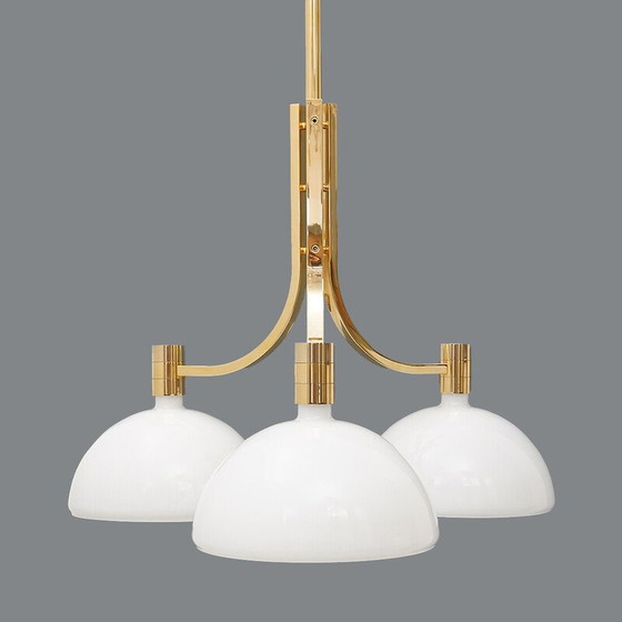 Image 1 of Lustre vintage "AS/AM" en métal doré par Franco Albini et Franca Helg pour Sirrah, Italie 1970