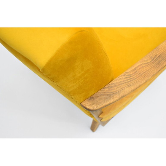 Image 1 of Fauteuil vintage en velours jaune, Allemagne, années 1960