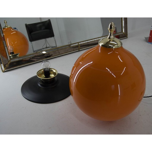 Lampe de table vintage postmoderne en verre orange, années 2000