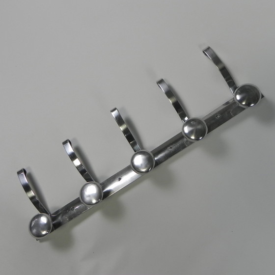 Image 1 of Porte-manteau mural vintage en aluminium avec 5 crochets, années 50